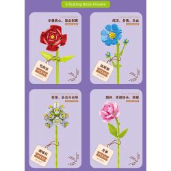 ZUANMA 087D non  BÓ 8 CỐC 1 bộ đồ chơi xếp lắp ráp ghép mô hình Flowers Hoa 707 khối