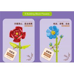 ZUANMA 087D non  BÓ 8 CỐC 1 bộ đồ chơi xếp lắp ráp ghép mô hình Flowers Hoa 707 khối