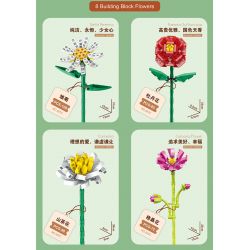ZUANMA 087C non  BÓ 8 CỐC 1 bộ đồ chơi xếp lắp ráp ghép mô hình Flowers Hoa 715 khối