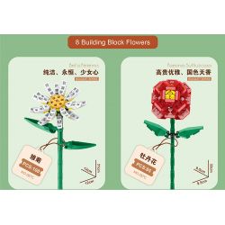 ZUANMA 087C non  BÓ 8 CỐC 1 bộ đồ chơi xếp lắp ráp ghép mô hình Flowers Hoa 715 khối