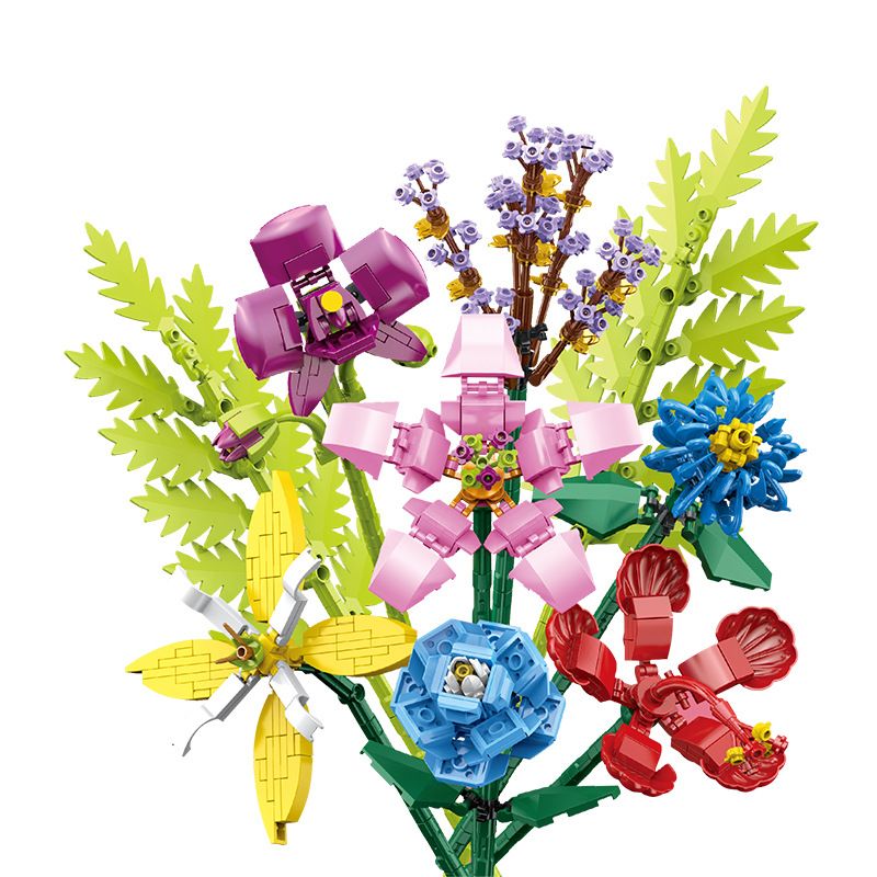 ZUANMA 087B non Lego BÓ 8 CỐC 1 bộ đồ chơi xếp lắp ráp ghép mô hình Flowers Hoa 708 khối