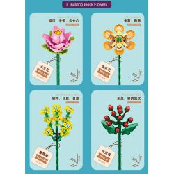 ZUANMA 087A non  BÓ 8 CỐC 1 bộ đồ chơi xếp lắp ráp ghép mô hình Flowers Hoa 679 khối