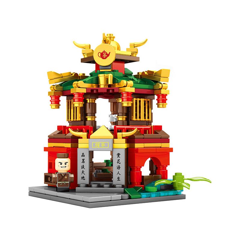 COGO 15903B 15903C 15903D 15903A non Lego 4 QUÁN TRÀ JIANGNAN RƯỢU VANG YUELAI TRỞ VỀ HỘI TRƯỜNG MÙA XUÂN CÔNG TY HONGTAI bộ đồ chơi xếp lắp ráp ghép mô hình 1273 khối