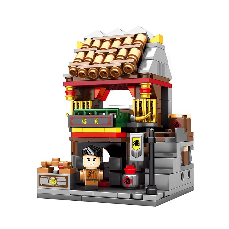 COGO 15903B 15903C 15903D 15903A non  4 QUÁN TRÀ JIANGNAN RƯỢU VANG YUELAI TRỞ VỀ HỘI TRƯỜNG MÙA XUÂN CÔNG TY HONGTAI bộ đồ chơi xếp lắp ráp ghép mô hình 1273 khối