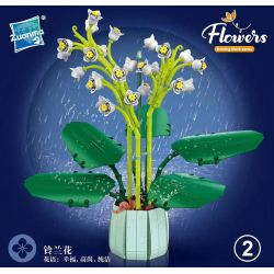 ZUANMA 101-2 non  CHẬU CÂY HOA HUỆ THUNG LŨNG bộ đồ chơi xếp lắp ráp ghép mô hình Flowers 610 khối