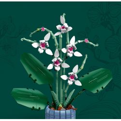 ZUANMA 101-1 non  CHẬU HOA LAN CÁNH SEN bộ đồ chơi xếp lắp ráp ghép mô hình Flowers 728 khối