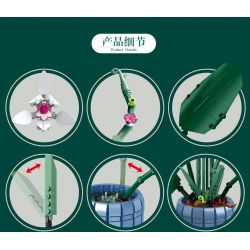 ZUANMA 101-1 non  CHẬU HOA LAN CÁNH SEN bộ đồ chơi xếp lắp ráp ghép mô hình Flowers 728 khối