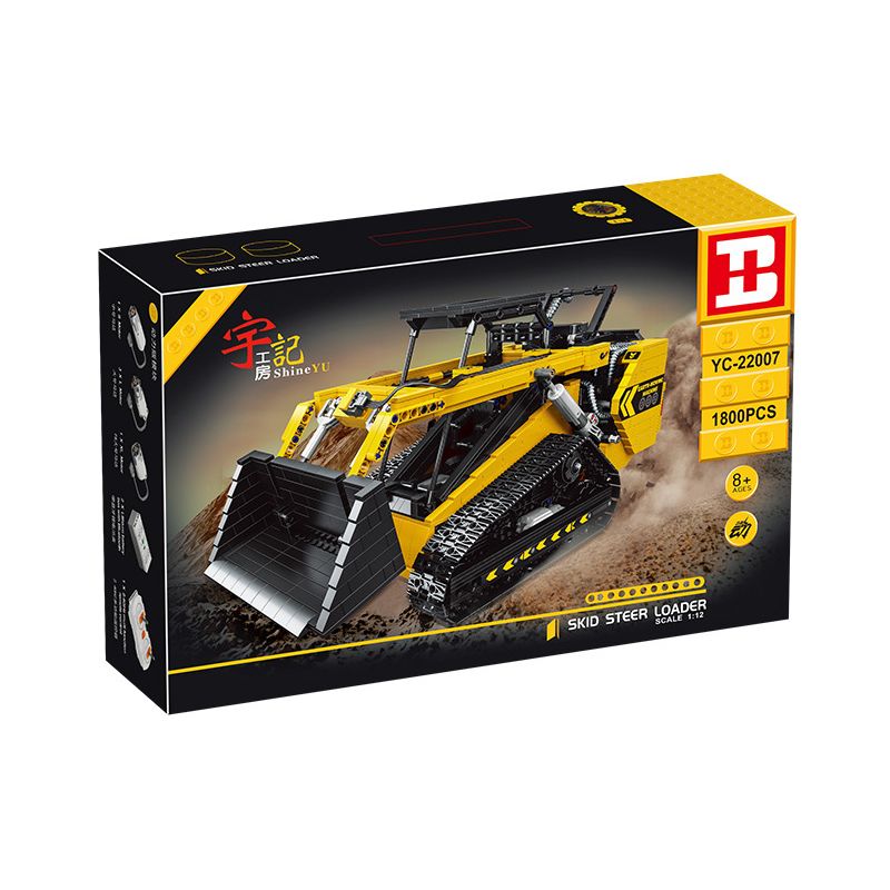 HAPPY BUILD SHINEYU XINYU YC-22007 22007 YC22007 non  TRÌNH TẢI TRƯỢT 1:12. tỷ lệ 1:12 bộ đồ chơi xếp lắp ráp ghép mô hình Build Team SHINE YU SKID STEER LOADER Đội Xây Dựng 1800 khối
