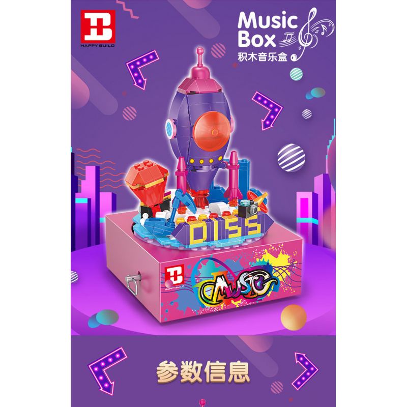 HAPPY BUILD SHINEYU XINYU YC-50003 50003 YC50003 non  HỘP NHẠC ROCKET WORLD MUSIC BOX bộ đồ chơi xếp lắp ráp ghép mô hình Creator Sáng Tạo 304 khối