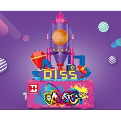HAPPY BUILD SHINEYU XINYU YC-50003 50003 YC50003 non  HỘP NHẠC ROCKET WORLD MUSIC BOX bộ đồ chơi xếp lắp ráp ghép mô hình Creator Sáng Tạo 304 khối