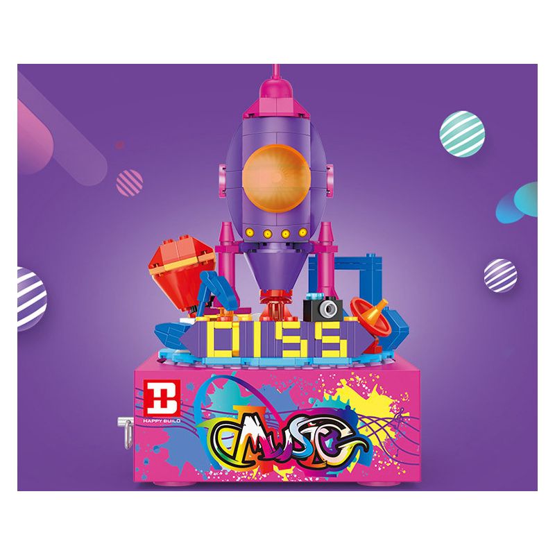 HAPPY BUILD SHINEYU XINYU YC-50003 50003 YC50003 non  HỘP NHẠC ROCKET WORLD MUSIC BOX bộ đồ chơi xếp lắp ráp ghép mô hình Creator Sáng Tạo 304 khối