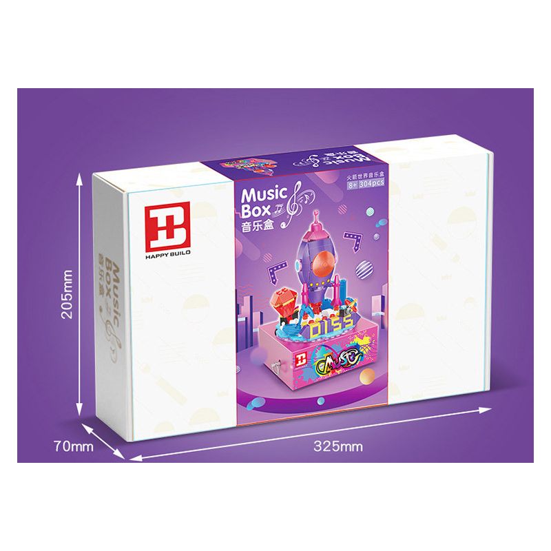 HAPPY BUILD SHINEYU XINYU YC-50003 50003 YC50003 non  HỘP NHẠC ROCKET WORLD MUSIC BOX bộ đồ chơi xếp lắp ráp ghép mô hình Creator Sáng Tạo 304 khối