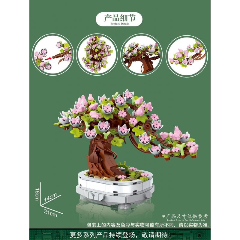 ZUANMA 100-1 non  CÂY TRỒNG TRONG CHẬU BITAOCHUN bộ đồ chơi xếp lắp ráp ghép mô hình Flowers Hoa 462 khối