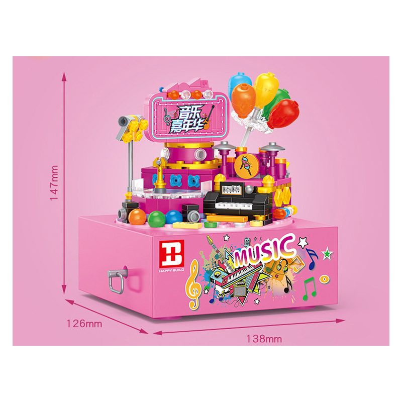 HAPPY BUILD SHINEYU XINYU YC-50002 50002 YC50002 non  HỘP NHẠC CARNIVAL bộ đồ chơi xếp lắp ráp ghép mô hình Creator MUSIC BOX Sáng Tạo 302 khối