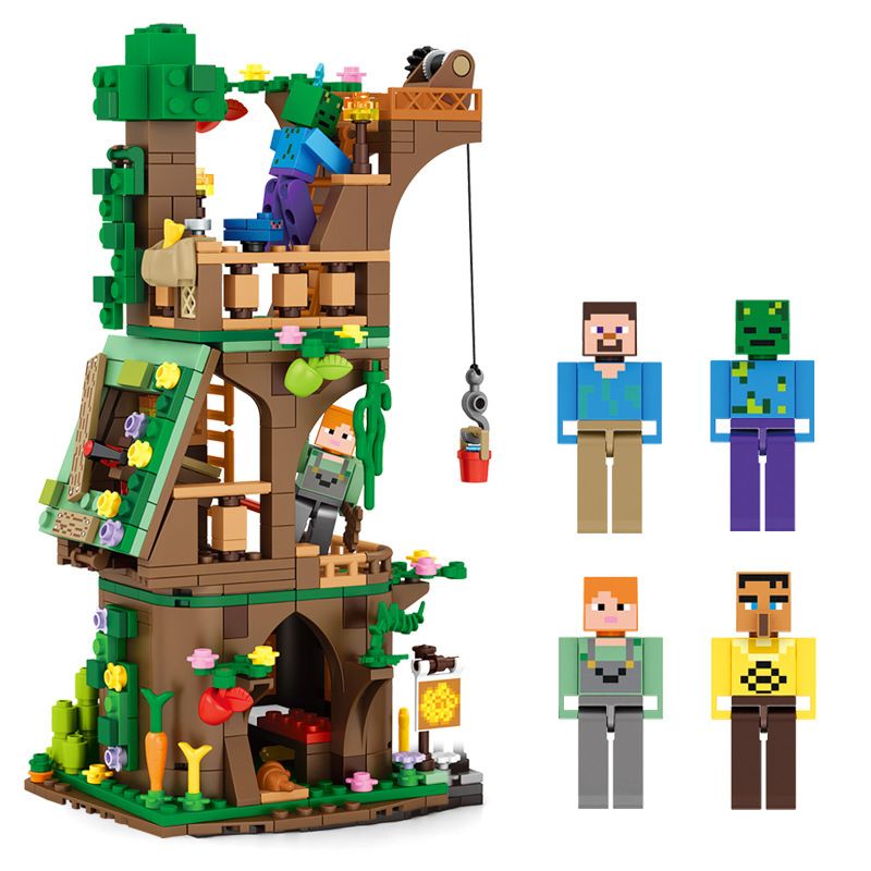 SHENG YUAN SY 5602 non Lego GIAI ĐOẠN MỘT CẢNH LỚN THẾ GIỚI 4 bộ đồ chơi xếp lắp ráp ghép mô hình Minecraft PIXELS IN THE WORLD Game Xây Dựng 368 khối