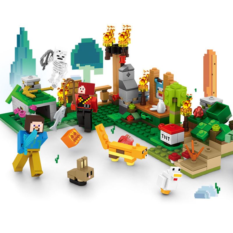 SHENG YUAN SY 5601 non Lego GIAI ĐOẠN MỘT CẢNH LỚN THẾ GIỚI 4 bộ đồ chơi xếp lắp ráp ghép mô hình Minecraft PIXELS IN THE WORLD Game Xây Dựng 408 khối