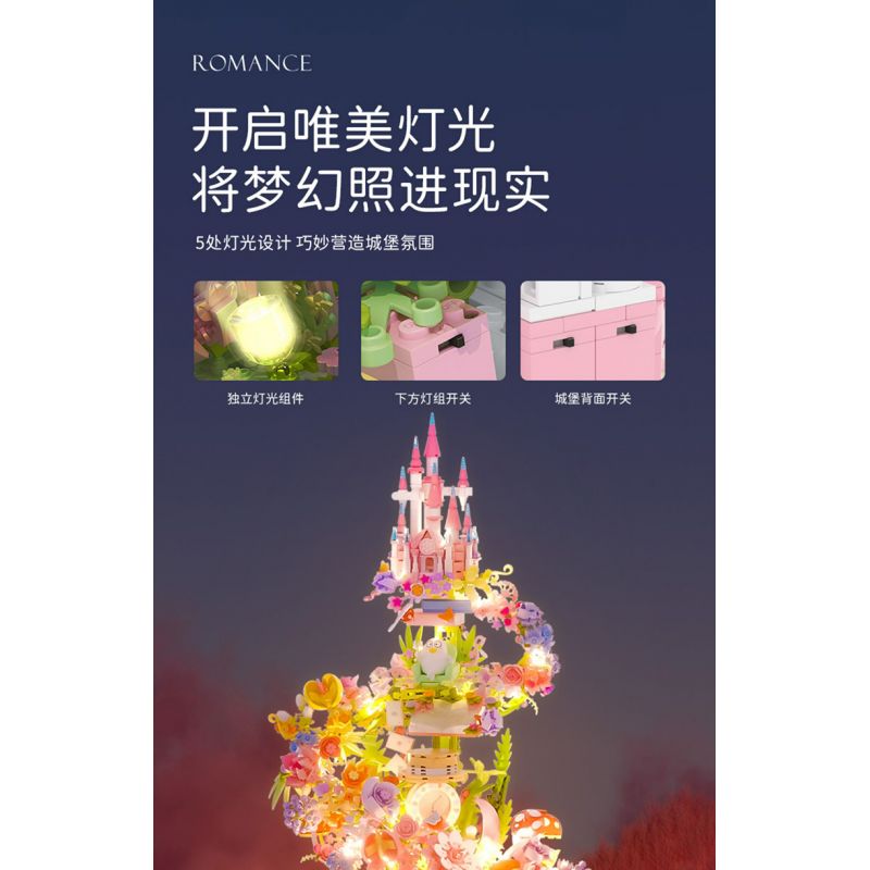 SEMBO 611072 non  CỬA HÀNG HOA LÂU ĐÀI TRONG MƠ CỦA BÉ LIU YA bộ đồ chơi xếp lắp ráp ghép mô hình Flowers 3060 khối