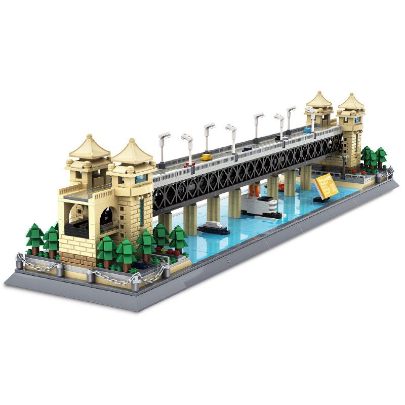 WANGE 6223 non Lego CẦU SÔNG VŨ HÁN DƯƠNG TỬ bộ đồ chơi xếp lắp ráp ghép mô hình Creator Expert WUHAN YANGTZE RIVER BRIDGE Chuyên Gia Sáng Tạo 1452 khối