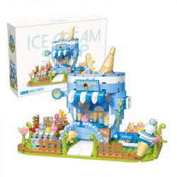 CACO D005-2 005-2 non  CẢNH ĐƯỜNG PHỐ NGÔI NHÀ KEM bộ đồ chơi xếp lắp ráp ghép mô hình Mini Modular ICE CREAM Đường Phố Thu Nhỏ 578 khối