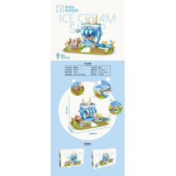 CACO D005-2 005-2 non  CẢNH ĐƯỜNG PHỐ NGÔI NHÀ KEM bộ đồ chơi xếp lắp ráp ghép mô hình Mini Modular ICE CREAM Đường Phố Thu Nhỏ 578 khối