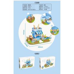 CACO D005-2 005-2 non  CẢNH ĐƯỜNG PHỐ NGÔI NHÀ KEM bộ đồ chơi xếp lắp ráp ghép mô hình Mini Modular ICE CREAM Đường Phố Thu Nhỏ 578 khối