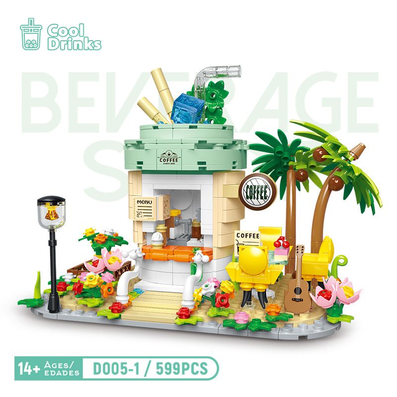 CACO D005-1 005-1 non  CẢNH ĐƯỜNG PHỐ QUÁN RƯỢU bộ đồ chơi xếp lắp ráp ghép mô hình Mini Modular COOL DRINKS Đường Phố Thu Nhỏ 599 khối