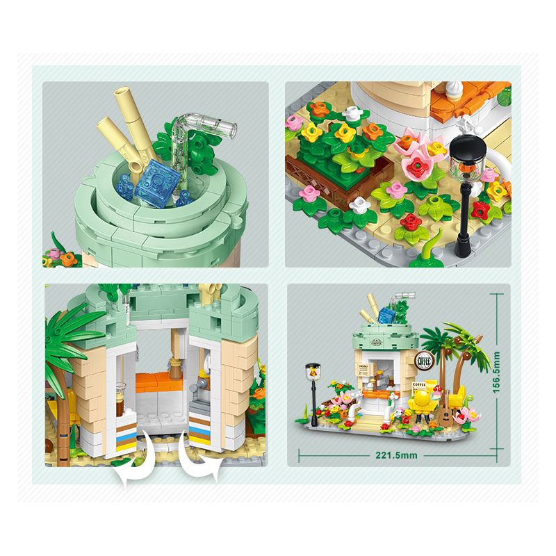 CACO D005-1 005-1 non  CẢNH ĐƯỜNG PHỐ QUÁN RƯỢU bộ đồ chơi xếp lắp ráp ghép mô hình Mini Modular COOL DRINKS Đường Phố Thu Nhỏ 599 khối