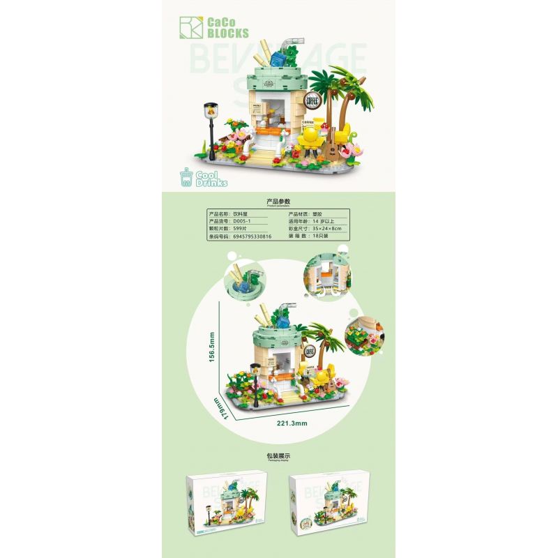 CACO D005-1 005-1 non  CẢNH ĐƯỜNG PHỐ QUÁN RƯỢU bộ đồ chơi xếp lắp ráp ghép mô hình Mini Modular COOL DRINKS Đường Phố Thu Nhỏ 599 khối