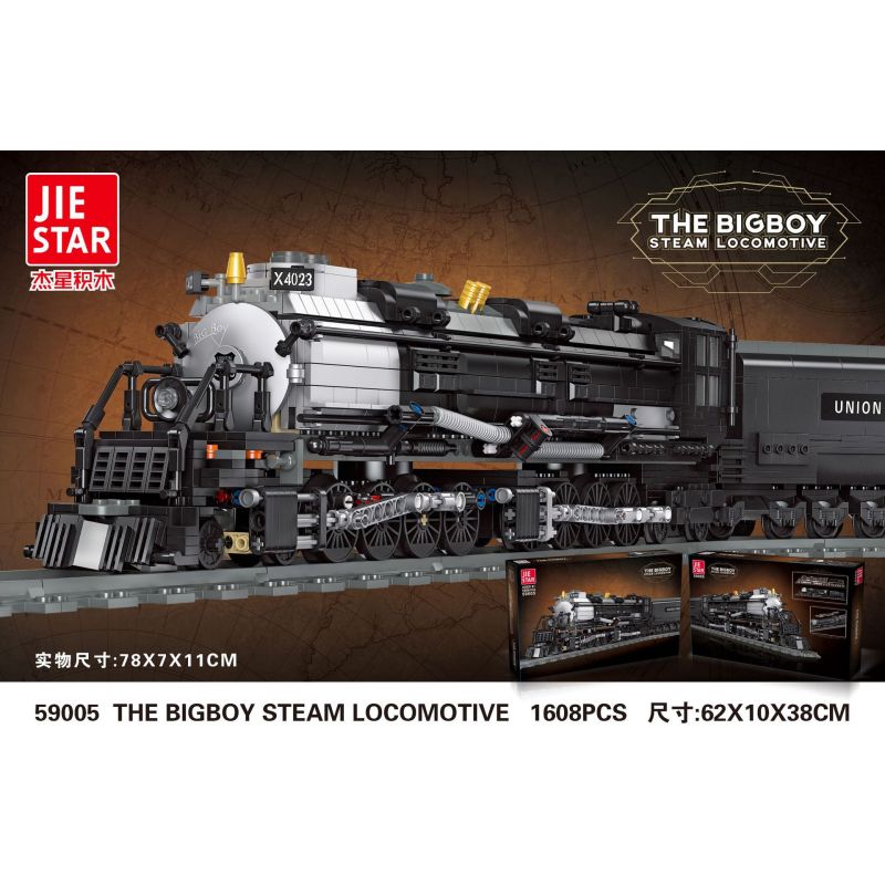 JIESTAR 59005 non  ĐẦU MÁY HƠI NƯỚC BIGBOY. bộ đồ chơi xếp lắp ráp ghép mô hình Creator Expert THE BIGBOY STEAM LOCOMOTIVE Chuyên Gia Sáng Tạo 1608 khối