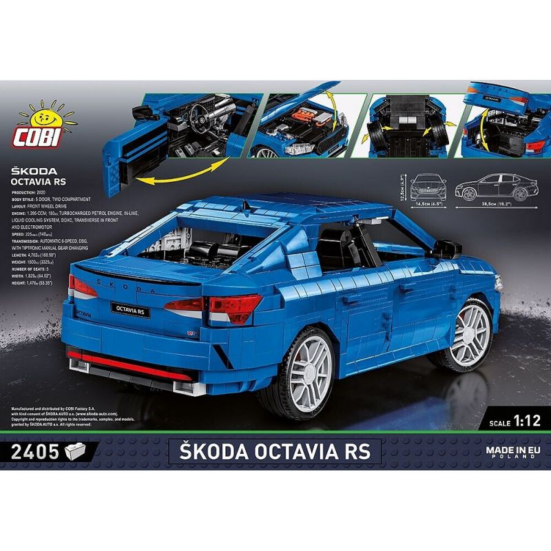 COBI 24343 24342 non  SKODA OCTAVIA RS tỷ lệ 1:12 bộ đồ chơi xếp lắp ráp ghép mô hình Model Team ŠKODA OCTAVIA RS Mô Hình Hiện Đại 2405 khối