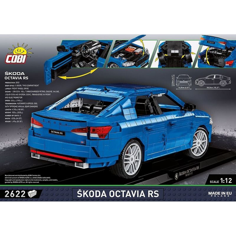 COBI 24343 24342 non  SKODA OCTAVIA RS tỷ lệ 1:12 bộ đồ chơi xếp lắp ráp ghép mô hình Model Team ŠKODA OCTAVIA RS Mô Hình Hiện Đại 2405 khối