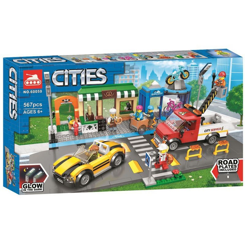 NOT Lego SHOPPING STREET 60306 TANK 60059 xếp lắp ráp ghép mô hình CON ĐƯỜNG THƯƠNG MẠI PHỐ MUA SẮM City Thành Phố 533 khối