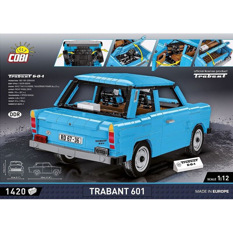 COBI 24330 24331 non  TRABANT 601 S DELUXE tỷ lệ 1:12 bộ đồ chơi xếp lắp ráp ghép mô hình Model Team Mô Hình Hiện Đại 1420 khối
