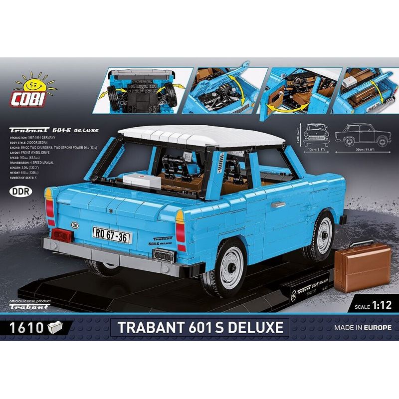 COBI 24330 24331 non  TRABANT 601 S DELUXE tỷ lệ 1:12 bộ đồ chơi xếp lắp ráp ghép mô hình Model Team Mô Hình Hiện Đại 1420 khối