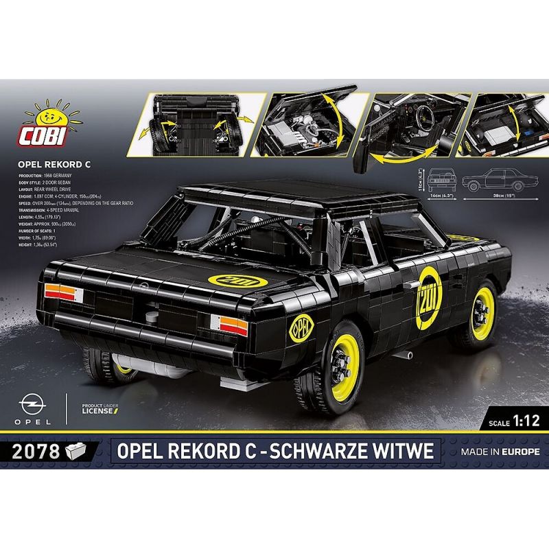COBI 24333 24332 non  欧宝 RECORD BLACK WIDOW tỷ lệ 1:12 bộ đồ chơi xếp lắp ráp ghép mô hình Model Team OPEL REKORD C SCHWARZE WITWE Mô Hình Hiện Đại 2078 khối