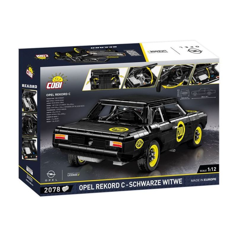 COBI 24333 24332 non  欧宝 RECORD BLACK WIDOW tỷ lệ 1:12 bộ đồ chơi xếp lắp ráp ghép mô hình Model Team OPEL REKORD C SCHWARZE WITWE Mô Hình Hiện Đại 2078 khối
