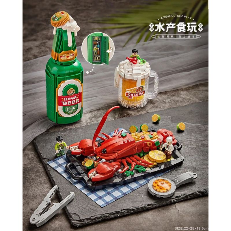 LOZ 1946 non  THỦY SẢN TÔM CÀNG BIA bộ đồ chơi xếp lắp ráp ghép mô hình Creator Sáng Tạo 1146 khối