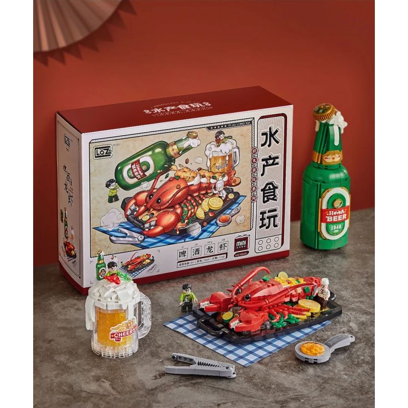 LOZ 1946 non  THỦY SẢN TÔM CÀNG BIA bộ đồ chơi xếp lắp ráp ghép mô hình Creator Sáng Tạo 1146 khối