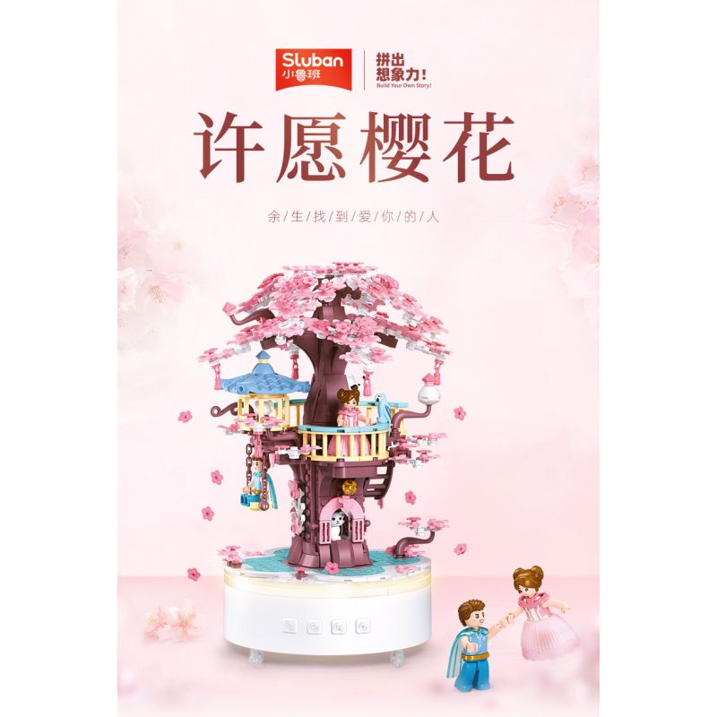 SLUBAN M38-B1169 B1169 1169 M38B1169 38-B1169 non  SẢN PHẨM THỜI THƯỢNG THÚ VỊ HỘP NHẠC WISHING SAKURA bộ đồ chơi xếp lắp ráp ghép mô hình MUSIC BOX 577 khối