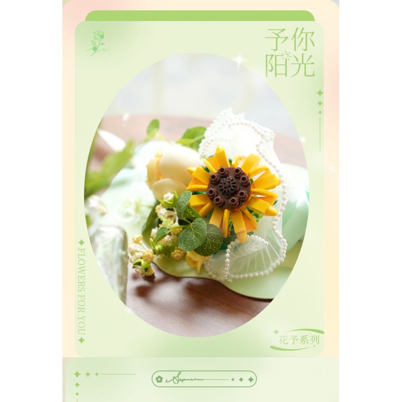 WEKKI 517201 non  HUAYU TÔI CHÚC BẠN MỘT TRÁI TIM HẠNH PHÚC bộ đồ chơi xếp lắp ráp ghép mô hình Flowers FLOWERS FOR YOU Hoa