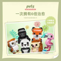 JIESTAR 58012 non  THIÊN ĐƯỜNG THÚ CƯNG DỄ THƯƠNG 6 LOẠI HỒNG HẠC KHỈ ĐỘT LƯNG BẠC GẤU TRÚC CÚ NHÍM CÁO bộ đồ chơi xếp lắp ráp ghép mô hình PETS 639 khối