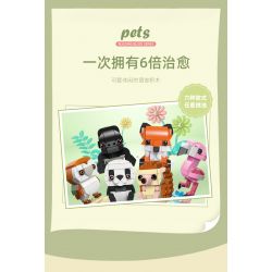 JIESTAR 58012 non  THIÊN ĐƯỜNG THÚ CƯNG DỄ THƯƠNG 6 LOẠI HỒNG HẠC KHỈ ĐỘT LƯNG BẠC GẤU TRÚC CÚ NHÍM CÁO bộ đồ chơi xếp lắp ráp ghép mô hình PETS 639 khối