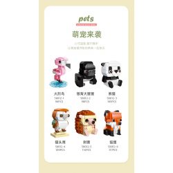 JIESTAR 58012 non  THIÊN ĐƯỜNG THÚ CƯNG DỄ THƯƠNG 6 LOẠI HỒNG HẠC KHỈ ĐỘT LƯNG BẠC GẤU TRÚC CÚ NHÍM CÁO bộ đồ chơi xếp lắp ráp ghép mô hình PETS 639 khối