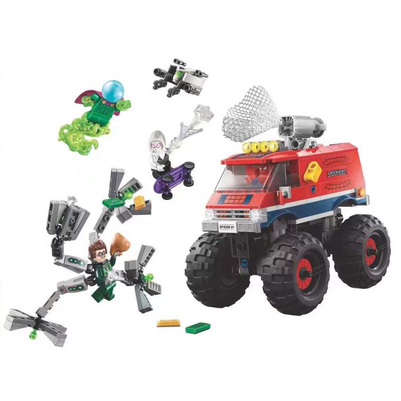 NOT Lego SPIDER-MAN'S MONSTER TRUCK VS. MYSTERIO 76174 TANK 11637 xếp lắp ráp ghép mô hình XE TẢI QUÁI VẬT NGƯỜI NHỆN CỦA VS MYSTERIO Marvel Super Heroes Siêu Anh Hùng Marvel 439 khối