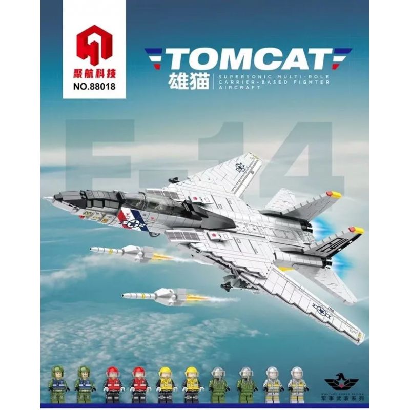 JUHANG TECHNOLOGY 88018 REOBRIX 33032 non  MÁY BAY TIÊM KÍCH F-14 TOMCAT bộ đồ chơi xếp lắp ráp ghép mô hình Military Army F-14 FIGHTER TOMCAT Quân Sự Bộ Đội 1600 khối