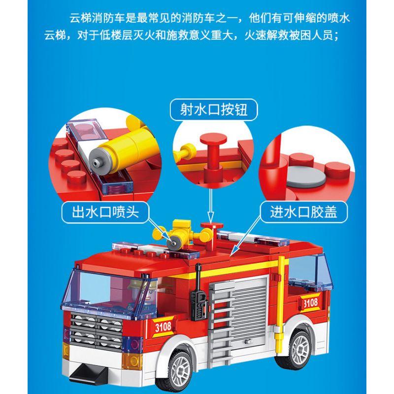 FORANGE FC3103 3103 non  XE CHỮA CHÁY DẠNG THANG bộ đồ chơi xếp lắp ráp ghép mô hình Fire Rescure FIRE FIGHTERS Cứu Hỏa 276 khối