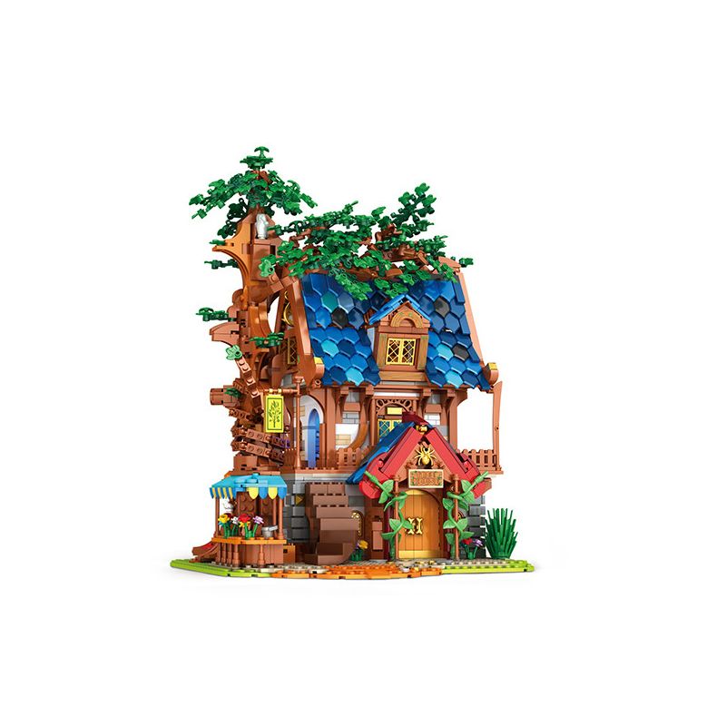 REOBRIX 66008 non Lego NHÀ TRÊN CÂY bộ đồ chơi xếp lắp ráp ghép mô hình Medieval Castle TREE HOUSE Chiến Tranh Trung Cổ 2566 khối