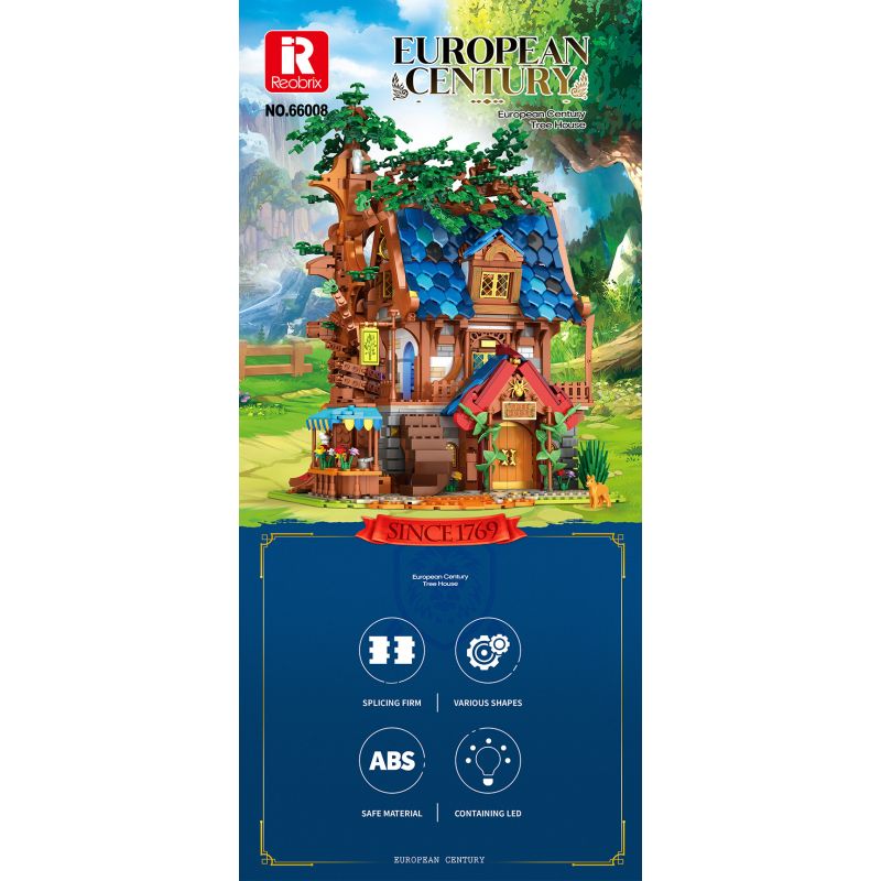 REOBRIX 66008 non  NHÀ TRÊN CÂY bộ đồ chơi xếp lắp ráp ghép mô hình Medieval Castle TREE HOUSE Chiến Tranh Trung Cổ 2566 khối