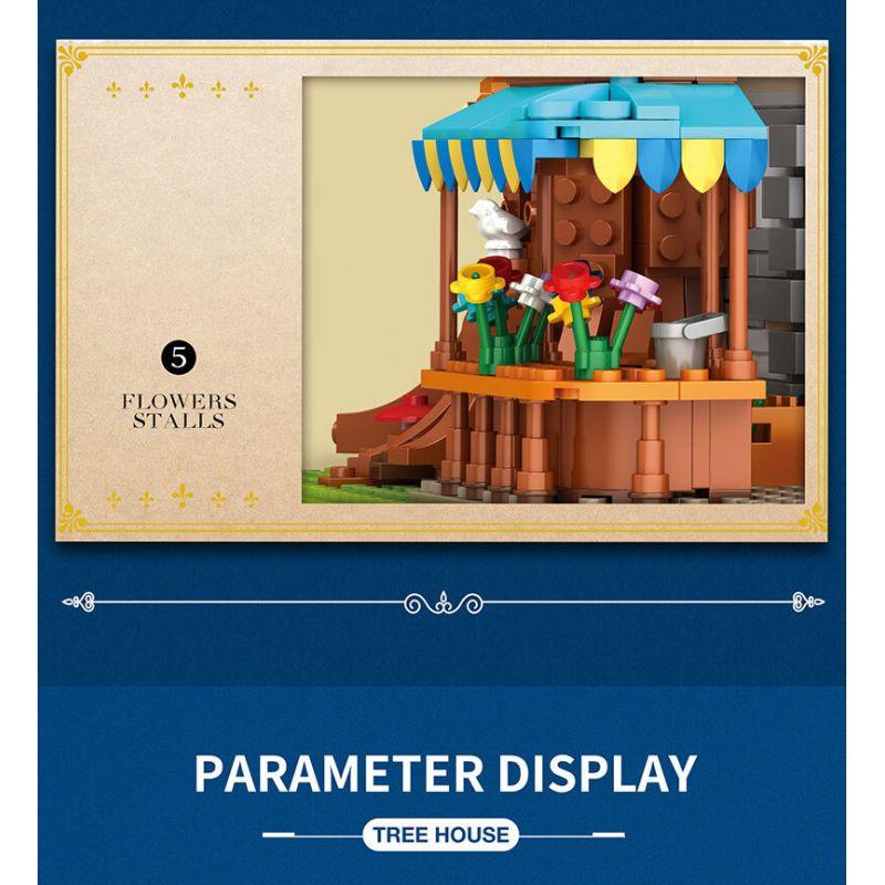 REOBRIX 66008 non  NHÀ TRÊN CÂY bộ đồ chơi xếp lắp ráp ghép mô hình Medieval Castle TREE HOUSE Chiến Tranh Trung Cổ 2566 khối