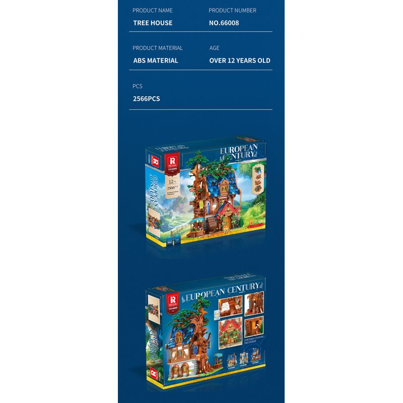 REOBRIX 66008 non  NHÀ TRÊN CÂY bộ đồ chơi xếp lắp ráp ghép mô hình Medieval Castle TREE HOUSE Chiến Tranh Trung Cổ 2566 khối